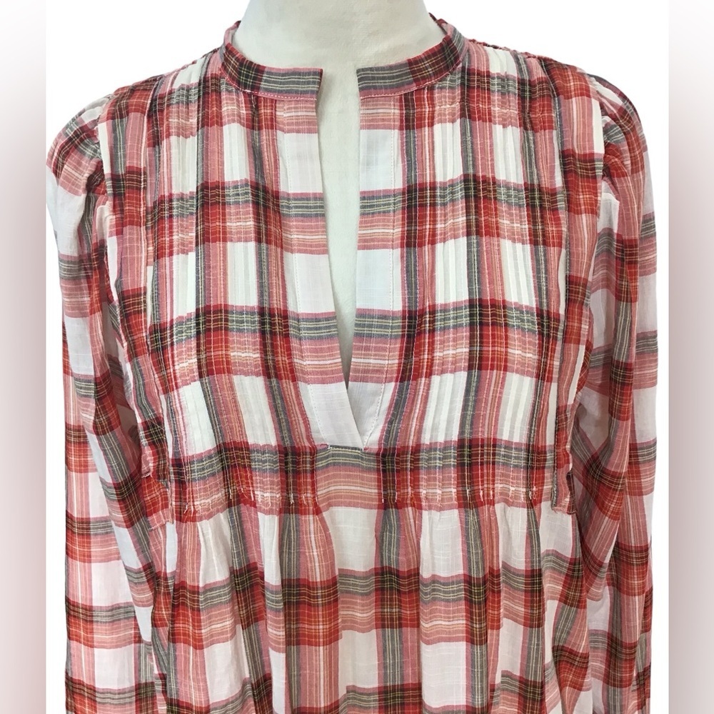 Sundays Jacques Long Sleeve Plaid Dress Pintuck Boho Dress NEW - Picture 11 of 15